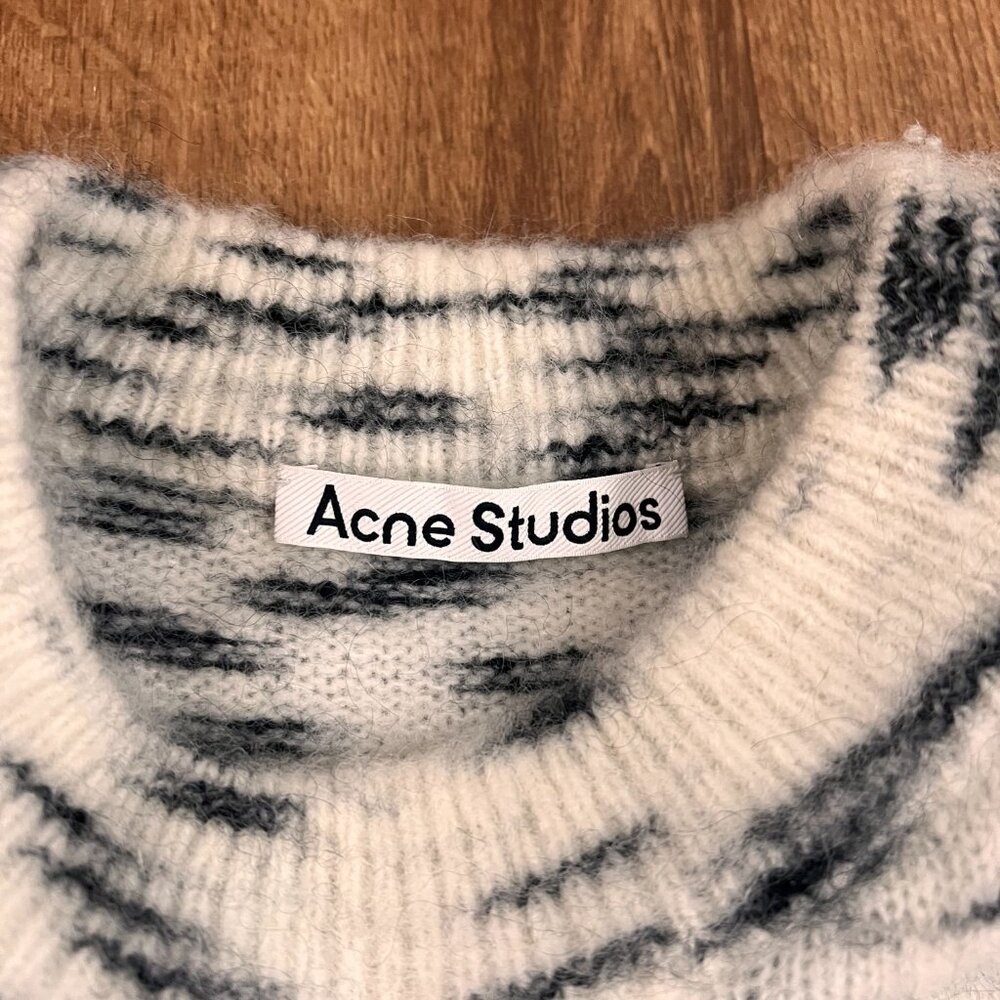 Acne Studios Black White Wool Mohair Blend Sweater Sz M - Picture 4 of 10